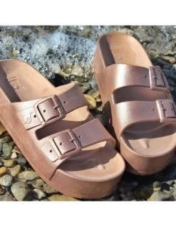 Cacatoes Claquettes Compensées Femme Caipirinha Metallic Women Copper -Magasin De Chaussures 1000cm146w cacatoes 2