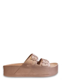 Cacatoes Claquettes Compensées Femme Caipirinha Metallic Women Copper