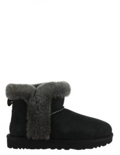 Ugg Boots Femme Classic Mini Heritage Fluff Daim Noir