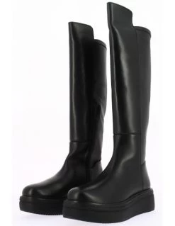 Kharisma Cuissardes Compensées Femme Cuir Noir -Magasin De Chaussures 138 nero kharisma 1