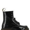 Dr. Martens Dr Martens Boots Femme 1460 Cuir Verni Noir Gaufré Effet Leopard