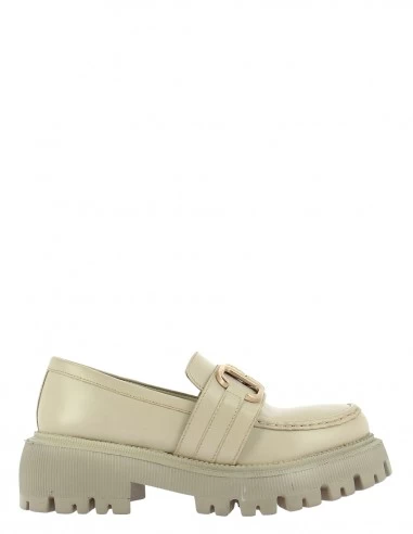 Kharisma Mocassins Compensées Femme Cuir Crème Semelle Taupe 3 Kharisma Mocassins Compensées Femme Cuir Crème Semelle Taupe