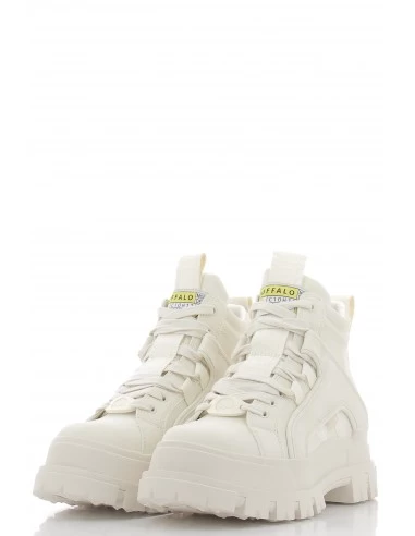 Buffalo Boots Compensées Femme Aspha Nc Mid Laceup Cuir Blanc 4 Buffalo Boots Compensées Femme Aspha Nc Mid Laceup Cuir Blanc – Image 2