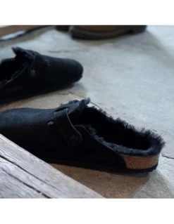 Birkenstock Sabots Fourrés Femme Boston Vl Shearling Daim Noir -Magasin De Chaussures 259883 birkenstock 6