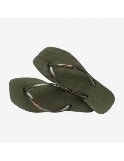 Havaianas Tongs Femme Square Logo Metallic Vert Kaki -Magasin De Chaussures 41482570869 havaianas 1