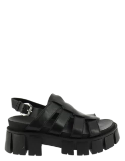 Mjus Sandales Compensées Femme Marmara Cuir Noir