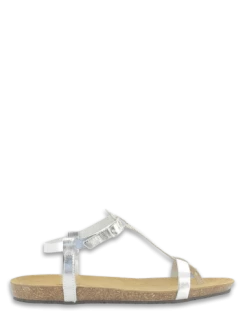Plakton Sandales Femme Mam Zouk Cuir Argenté