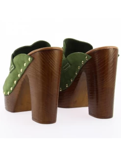 Sandro Rosi Mules à Talon Femme 8422 Cuir Vert -Magasin De Chaussures 8422 verde 2