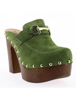 Sandro Rosi Mules à Talon Femme 8422 Cuir Vert -Magasin De Chaussures 8422 verde 3