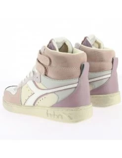 Diadora Sneakers Montantes Femme Magic Basket Mid Icona Cuir Rose/blanc -Magasin De Chaussures 881621 131 diadora 3