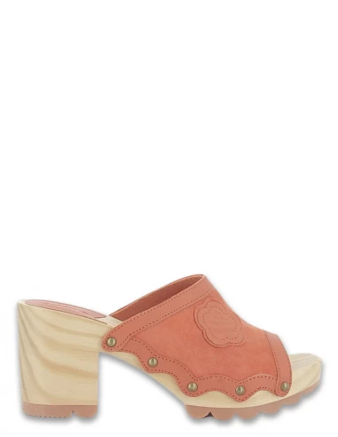 Kickers Sabots à Talons Kick Woodstok Daim Orange Brique 3 Kickers Sabots à Talons Kick Woodstok Daim Orange Brique