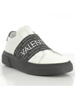 Valentino Baskets De Ville Homme 0696U- Cuir Blanc/noir -Magasin De Chaussures 92190696 col010 1