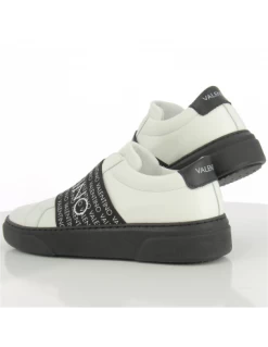 Valentino Baskets De Ville Homme 0696U- Cuir Blanc/noir -Magasin De Chaussures 92190696 col010 2