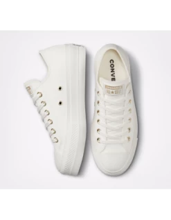 Converse Sneakers Compensées Basses Femme Lift Ox Simili Cuir Blanc -Magasin De Chaussures a02610c 103 converse 1
