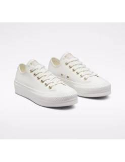Converse Sneakers Compensées Basses Femme Lift Ox Simili Cuir Blanc -Magasin De Chaussures a02610c 103 converse 2