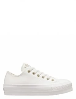 Converse Sneakers Compensées Basses Femme Lift Ox Simili Cuir Blanc