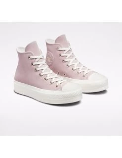 Converse Sneakers Compensées Montantes Femme Ctas Lift Hi Stone Cuir Rose -Magasin De Chaussures a03728c converse 1