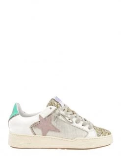 Semerdjian Baskets De Ville Femme Duck 9433 Blanc/paillette Or/rose/vert