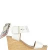 Goodstep Sandales Compensées Femme Jeanne Cuir Blanc Foulard -Magasin De Chaussures gs4162 c00 goodstep