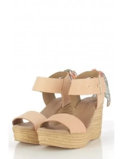 Goodstep Sandales Compensées Femme Jeanne Cuir Rose Et Foulard -Magasin De Chaussures gs4162 c20 goodstep 1