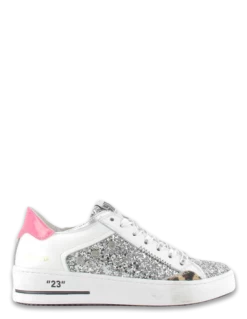 Semerdjian Baskets De Ville Femme Hova 10052 Cuir Blanc/paillette Argent/rose