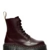 Dr. Martens Dr Martens Boots Compensées Femme Jadon Cuir Smooth Bordeaux Foncé -Magasin De Chaussures jadon burgundy smooth