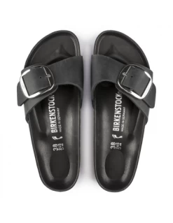 Birkenstock Claquettes Femme Madrid Cuir Lisse Noir -Magasin De Chaussures madrid femme 1