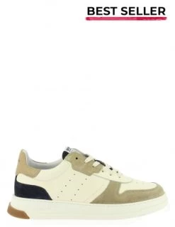 Schmoove Baskets De Ville Homme Order Sneaker Cuir Blanc/beige/noir