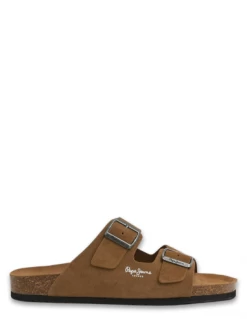Pepe Jeans Sandales Homme Bio Daim Marron Camel