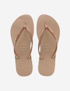 Havaianas Tongs Femme Slim Rose Dorée -Magasin De Chaussures slim 1