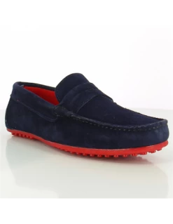 Hylton Mocassin Homme 80743-02 Daim Bleu Marine/rouge -Magasin De Chaussures smclaren 8