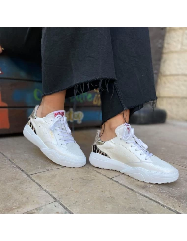 Semerdjian Baskets De Ville Femme Tany 6616 Cuir Blanc/or/léopard 8 Semerdjian Baskets De Ville Femme Tany 6616 Cuir Blanc/or/léopard – Image 6