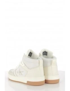 Calvin Klein Baskets Montantes Femme Cupsole Mid Cuir Beige -Magasin De Chaussures yw00877 02x calvin klein 1